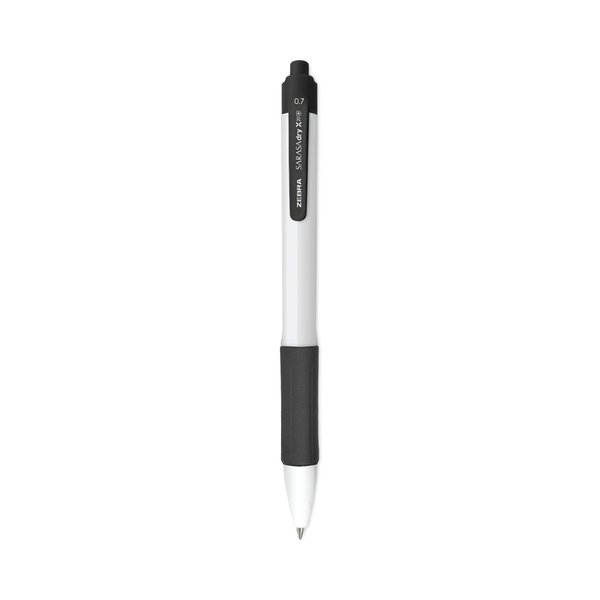Zebra Pen Sarasa Dry X20+ Gel Pen, Retractable, Fine 0.7 mm, Black Ink, White Barrel, 12PK 41610